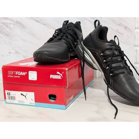 Puma Men's Black Soft Foam Optimal Comfort Axelion Performance Shoes Size 9 - Picture 1 of 9
